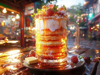 Beautifully Pancake Arranged Breakfast Table Setting