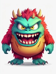 Naklejka premium Cartoon monster, evil creature, 2D illustration