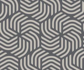 Vector geometric fabric waves seamless texture. Grey colour background.