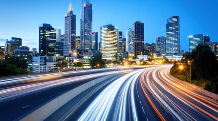 Fototapeta premium Dynamic Night Cityscape with Light Trails