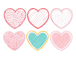 Set of hearts isolated on a white background