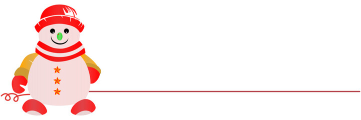 Christmas decoration snowman line art style vector illustration