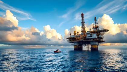 Offshore oil and gas rig platform in the ocean