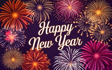 Happy new year and fireworks 