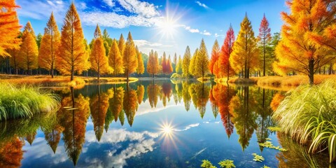 Blooming Cypress Grass in October Sunlight - Double Exposure Photography