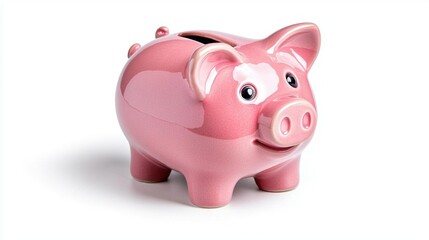 A photostock images of a pink piggy bank, isolated on white background, High Quality