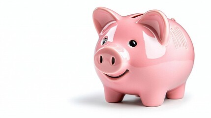 Obraz premium A photostock images of a pink piggy bank, isolated on white background, High Quality