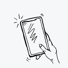 Smart phone doodle icon. Hand drawn sketch in vector
