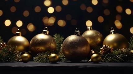 Christmas Decoration on Dark Background. Generative ai