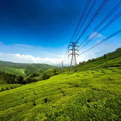 Obraz premium power lines in the mountains
