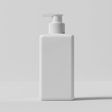 3D cosmetic white soap bottle mockup with a square shape