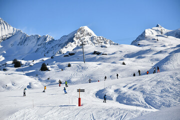 Slopes of ski resort Courchevel by winter 