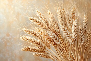 Detailed illustration of wheat sheaves for artisanal bakery packaging design

