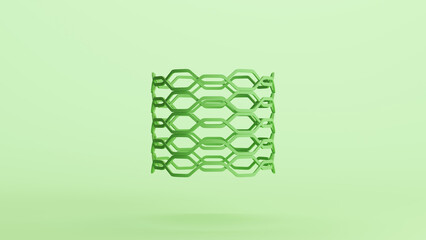 Green bionic grill mesh cylinder tube shape technology design element neutral monochrome soft tones mint green background 3d illustration render
