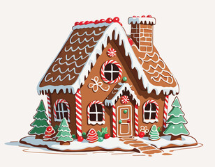 Gingerbread house isolated on a white background