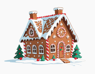 Gingerbread house isolated on a white background