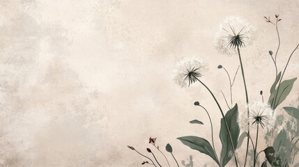 An elegant dandelion illustration on a soft neutral backdrop, perfect for conveying heartfelt condolences and support for those experiencing loss and grief.