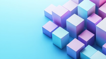 Obraz premium Abstract Geometric Pattern of Pastel Cubes on a Blue Background