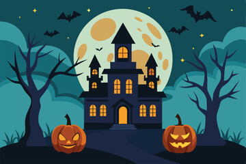 Fototapeta premium Halloween hunted background - Generative AI