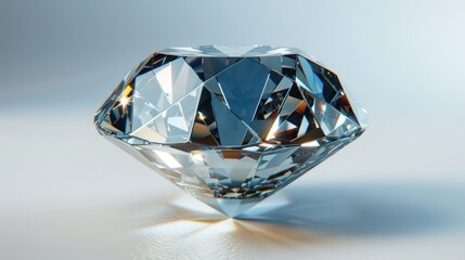 A sparkling diamond reflecting light intricately showcased on a smooth surface, capturing timeless elegance. Generative AI