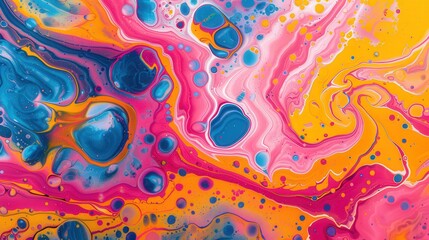 Vibrant Fluid Marbling Art, bold swirling patterns in bright colors, rich textures create a dynamic visual experience, perfect for artistic expression and decorative use.