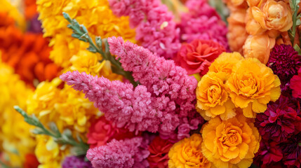 
Celosia and Cempasuchil, mexican flowers in Day of the Dead México