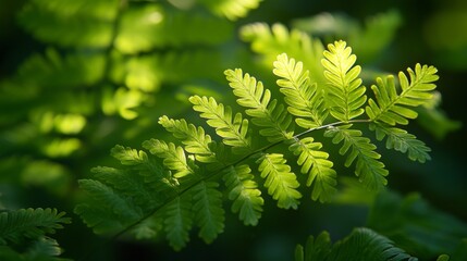 Fototapeta premium Sunlit Fern Fronds in Lush Greenery