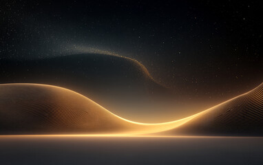 Background of e-commerce product booth with scientific and technological elements in the universe.
