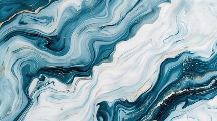 Obraz premium Elegant white and blue marble design with intricate swirling patterns, immersive 3D background, evoking a sense of serene luxury and sophistication.