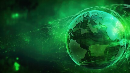 Obraz premium Global Network Connection with Green Glow