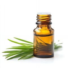 essential oil citronella in bottle, isolated, white background