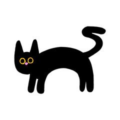 Cute Black Cat PNG Sticker 