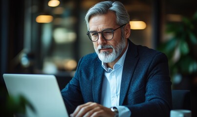 Executive sharing proposal on laptop with colleagues, Generative AI