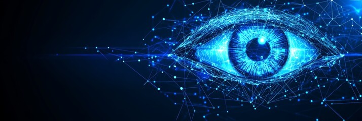 Digital Eye with Network Connections, Cyber Security Concept, Futuristic Technology Background