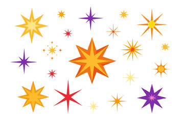 Sparkle stars Set Vector on a White Background