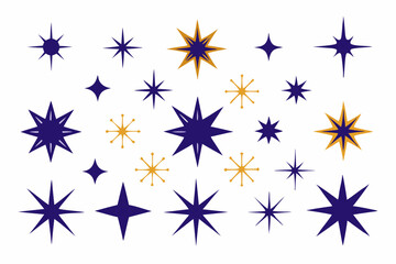 Sparkle stars Set Vector on a White Background