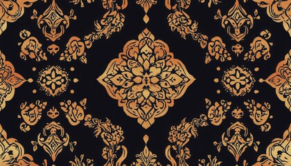 Intricate Thai embroideryinspired pattern with gold threads and subtle cultural symbols, Thai embroidery, seamless textile,