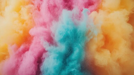 Fototapeta premium A dynamic, colorful blend of pink, blue, and orange powder clouds swirling together, evoking a sense of creativity, harmony, and celebration of diversity.