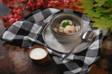 Russian cuisine. Beef dumplings