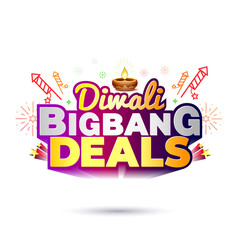 Indian Diwali festival bigbang, deals, discount, sale, offer, promotion and shopping logo concept.