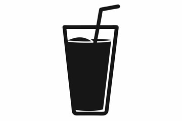 Cold drink silhouette, cold drink vector icon, cup with straw vector silhouette