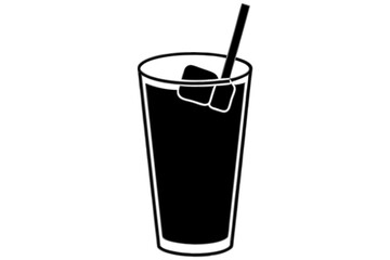 Cold drink silhouette, cold drink vector icon, cup with straw vector silhouette
