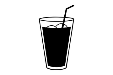 Cold drink silhouette, cold drink vector icon, cup with straw vector silhouette