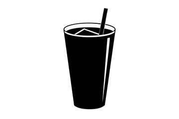 Cold drink silhouette, cold drink vector icon, cup with straw vector silhouette