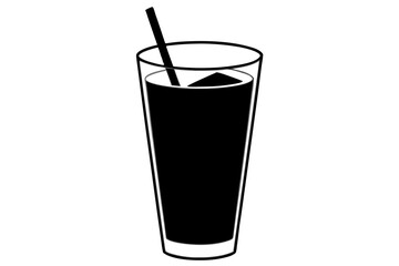 Cold drink silhouette, cold drink vector icon, cup with straw vector silhouette