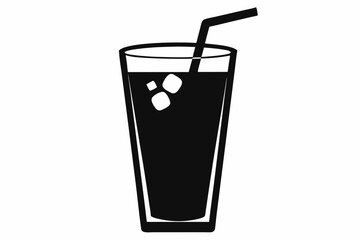 Cold drink silhouette, cold drink vector icon, cup with straw vector silhouette