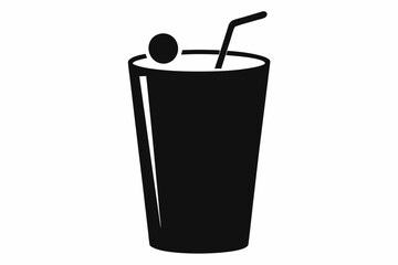 Cold drink silhouette, cold drink vector icon, cup with straw vector silhouette