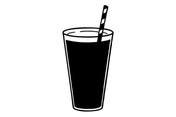 Cold drink silhouette, cold drink vector icon, cup with straw vector silhouette