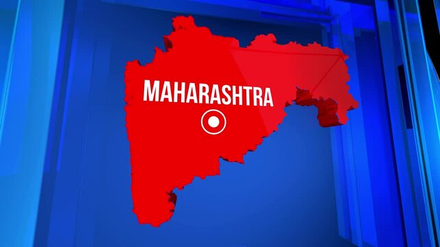 Maharashtra map animation with blue background