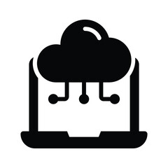 Cloud with laptop screen, concept icon of cloud computing